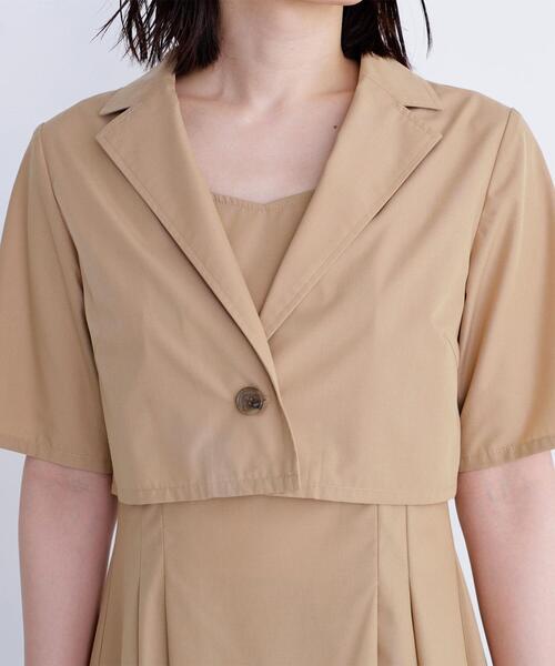 NATURAL BEAUTY BASIC（ナチュラルビューティーベーシック）の「◇ショートジャケット＆ジャンスカ（ワンピース・レディース・ベージュ/ネイビー・MEDIUM/P/S）」の15枚目の写真