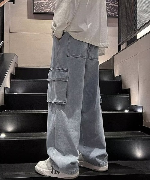 SRL ブルー カーゴパンツ デニム ワンフォークロージング 1111clothing ◇バルーンカーゴ ライン