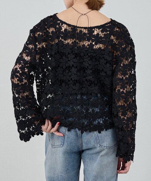 ブラウス シャツ 「2WAY仕様」クロシェレース2WAYトップス レディース セール】《2WAY仕様》クロシェレース2WAYトップス（シャツ