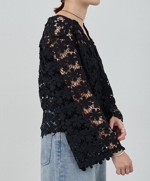 ブラウス シャツ 「2WAY仕様」クロシェレース2WAYトップス レディース セール】《2WAY仕様》クロシェレース2WAYトップス（シャツ