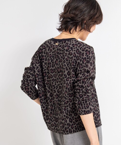 Rie Miller(リエミラー)の「《手洗い可能》ヒョウ柄クルーネックカーディガン(カーディガン/ボレロ・レディース・ベージュ系その他3/ブラック系その他3・38)」の5枚目の写真