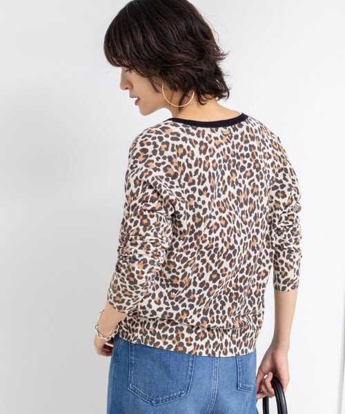 Rie Miller(リエミラー)の「《手洗い可能》ヒョウ柄クルーネックカーディガン(カーディガン/ボレロ・レディース・ベージュ系その他3/ブラック系その他3・38)」の14枚目の写真