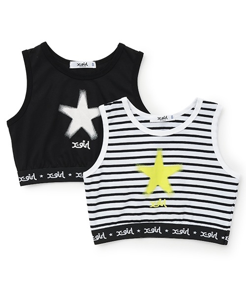X-girl Stages(エックスガールステージス)の「スタークラッキングショートタンクトップ(タンクトップ・キッズ・ブラック/カラフル・120cm/90cm/100cm/110cm/130cm/140cm)」の9枚目の写真