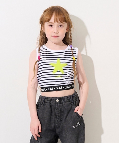 X-girl Stages(エックスガールステージス)の「スタークラッキングショートタンクトップ(タンクトップ・キッズ・ブラック/カラフル・120cm/90cm/100cm/110cm/130cm/140cm)」の13枚目の写真