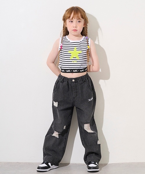 X-girl Stages(エックスガールステージス)の「スタークラッキングショートタンクトップ(タンクトップ・キッズ・ブラック/カラフル・120cm/90cm/100cm/110cm/130cm/140cm)」の15枚目の写真