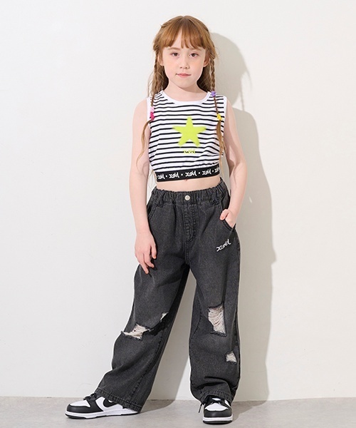 X-girl Stages(エックスガールステージス)の「スタークラッキングショートタンクトップ(タンクトップ・キッズ・ブラック/カラフル・120cm/90cm/100cm/110cm/130cm/140cm)」の16枚目の写真