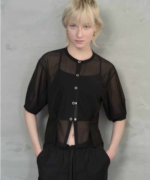 Muel Chic(ミュエルシック)の「Luxe tulle cardigan リュクスチュールカーディガン(カーディガン/ボレロ・レディース・ホワイト/ブラック/グレー/オリーブ・FREE)」の3枚目の写真