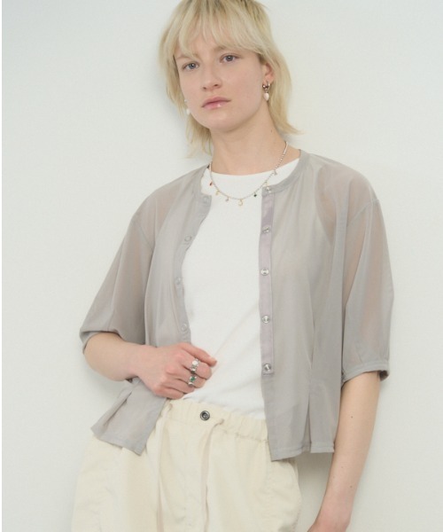 Muel Chic(ミュエルシック)の「Luxe tulle cardigan リュクスチュールカーディガン(カーディガン/ボレロ・レディース・ホワイト/ブラック/グレー/オリーブ・FREE)」の22枚目の写真