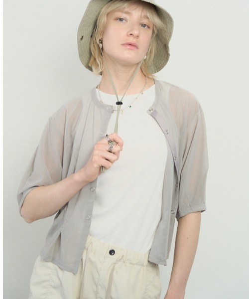 Muel Chic(ミュエルシック)の「Luxe tulle cardigan リュクスチュールカーディガン(カーディガン/ボレロ・レディース・ホワイト/ブラック/グレー/オリーブ・FREE)」の14枚目の写真