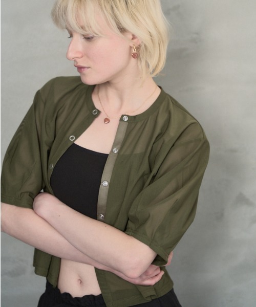 Muel Chic(ミュエルシック)の「Luxe tulle cardigan リュクスチュールカーディガン(カーディガン/ボレロ・レディース・ホワイト/ブラック/グレー/オリーブ・FREE)」の9枚目の写真