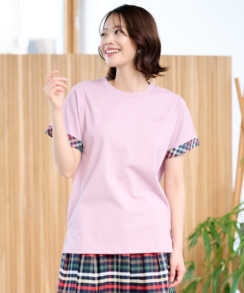 Arnold Palmer（アーノルドパーマー）の「パーマーチェック トリムスリーブ Tシャツ（Tシャツ/カットソー・レディース・ライラック/ホワイト/ネイビー・L/S/M）」の10枚目の写真