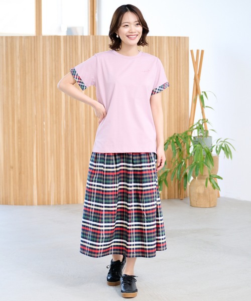 Arnold Palmer（アーノルドパーマー）の「パーマーチェック トリムスリーブ Tシャツ（Tシャツ/カットソー・レディース・ライラック/ホワイト/ネイビー・L/S/M）」の11枚目の写真