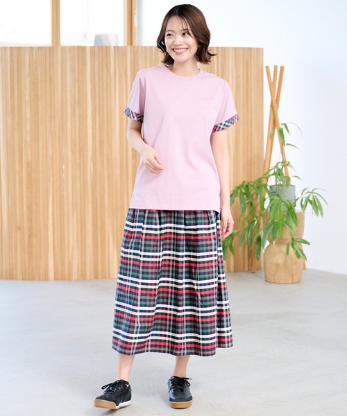 Arnold Palmer（アーノルドパーマー）の「パーマーチェック トリムスリーブ Tシャツ（Tシャツ/カットソー・レディース・ライラック/ホワイト/ネイビー・L/S/M）」の12枚目の写真