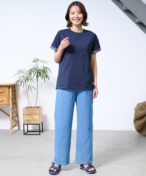 Arnold Palmer（アーノルドパーマー）の「パーマーチェック トリムスリーブ Tシャツ（Tシャツ/カットソー・レディース・ライラック/ホワイト/ネイビー・L/S/M）」の8枚目の写真