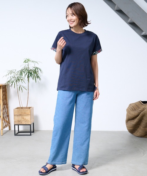 Arnold Palmer（アーノルドパーマー）の「パーマーチェック トリムスリーブ Tシャツ（Tシャツ/カットソー・レディース・ライラック/ホワイト/ネイビー・L/S/M）」の9枚目の写真