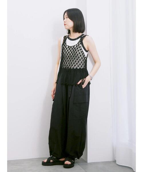 Samansa Mos2 blue(サマンサモスモスブルー)の「◎アメリカンスリーブタンク(Tシャツ/カットソー・レディース・オフホワイト/ブラック/ベージュ・F)」の10枚目の写真