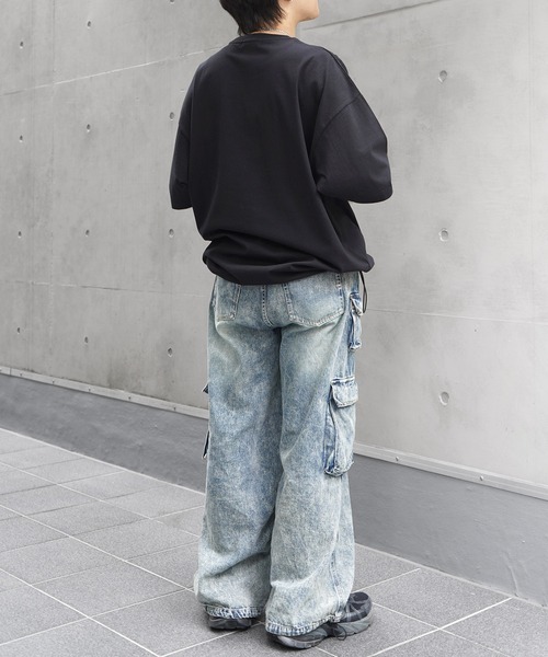 ILL'S(イルズ)の「ビッグシルエット ワンポイント刺繍 裾ドローコード Tシャツ カットソー ユニセックス(Tシャツ/カットソー・メンズ・ブラック/ブルー/ホワイト・M/L)」の22枚目の写真