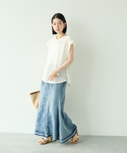 Shelly island（シェリーアイランド）の「デニムフレアロングスカート（デニムスカート・レディース・ブルー・M）」の2枚目の写真