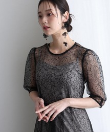 結婚式 二次会 パーティー ドレス ラメ レース バックダブルリボン2点セット Aライン ロング&七分袖 セレモニー フォーマル オケージョンドレス 同窓会 成人式 お呼ばれ 謝恩会 20代 30代