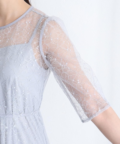 PourVous(プールヴー)の「結婚式 二次会 パーティー ドレス ラメ レース バックダブルリボン2点セット Aライン ロング&七分袖 セレモニー フォーマル オケージョンドレス 同窓会 成人式 お呼ばれ 謝恩会 20代 30代(ドレス・レディース・ブラック/ブルーグレー/パープル系・M/L/SS)」の17枚目の写真