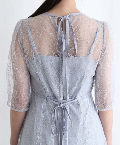 PourVous(プールヴー)の「結婚式 二次会 パーティー ドレス ラメ レース バックダブルリボン2点セット Aライン ロング&七分袖 セレモニー フォーマル オケージョンドレス 同窓会 成人式 お呼ばれ 謝恩会 20代 30代(ドレス・レディース・ブラック/ブルーグレー/パープル系・M/L/SS)」の18枚目の写真