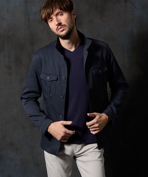 HIDEAWAYS NICOLE(ハイダウェイニコル)の「ウールライクミリタリーブルゾン(ミリタリージャケット・メンズ・カーキ/ネイビー/ブラック/ベージュ/グレー・LARGE/X-LARGE/MEDIUM)」の5枚目の写真