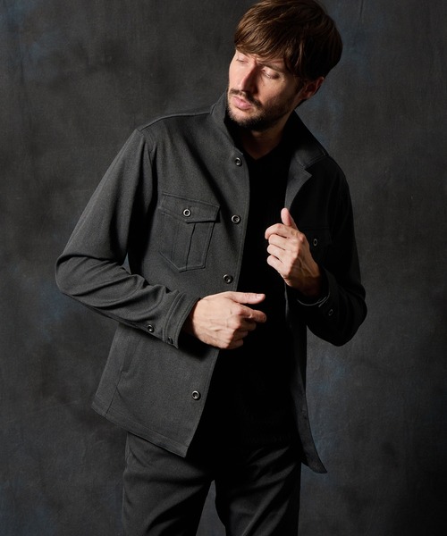 HIDEAWAYS NICOLE(ハイダウェイニコル)の「ウールライクミリタリーブルゾン(ミリタリージャケット・メンズ・カーキ/ネイビー/ブラック/ベージュ/グレー・LARGE/X-LARGE/MEDIUM)」の1枚目の写真