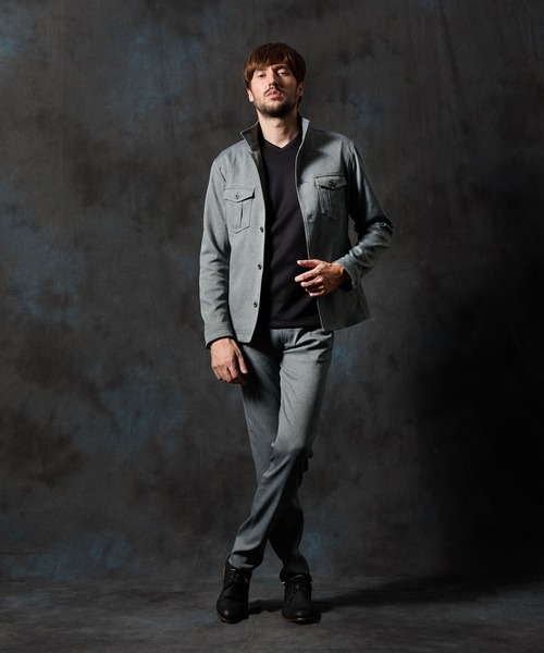 HIDEAWAYS NICOLE(ハイダウェイニコル)の「ウールライクミリタリーブルゾン(ミリタリージャケット・メンズ・カーキ/ネイビー/ブラック/ベージュ/グレー・LARGE/X-LARGE/MEDIUM)」の6枚目の写真