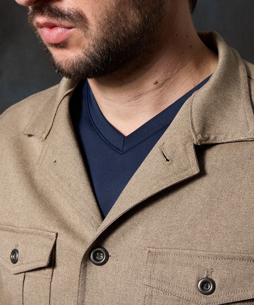 HIDEAWAYS NICOLE(ハイダウェイニコル)の「ウールライクミリタリーブルゾン(ミリタリージャケット・メンズ・カーキ/ネイビー/ブラック/ベージュ/グレー・LARGE/X-LARGE/MEDIUM)」の11枚目の写真