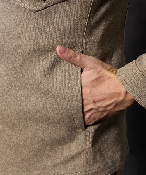 HIDEAWAYS NICOLE(ハイダウェイニコル)の「ウールライクミリタリーブルゾン(ミリタリージャケット・メンズ・カーキ/ネイビー/ブラック/ベージュ/グレー・LARGE/X-LARGE/MEDIUM)」の16枚目の写真