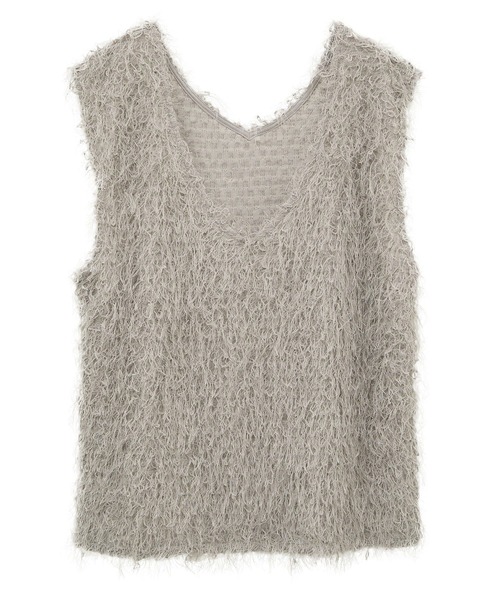 earth music&ecology(アースミュージックアンドエコロジー)の「ふさふさベスト(ベスト・レディース・アイボリー/グレイッシュベージュ/ブラック・FREE)」の3枚目の写真