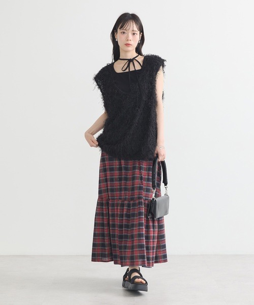 earth music&ecology(アースミュージックアンドエコロジー)の「ふさふさベスト(ベスト・レディース・アイボリー/グレイッシュベージュ/ブラック・FREE)」の16枚目の写真