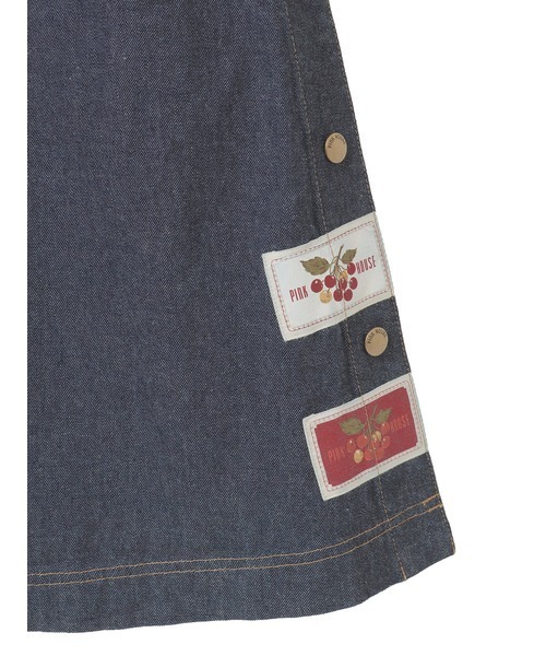 未使用 タグ付き 極美品 Pink House チェリー刺繍 デニムスカート チェリー刺繍使いデニムジャンパースカート（ジャンパースカート