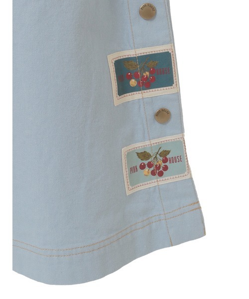 未使用 タグ付き 極美品 Pink House チェリー刺繍 デニムスカート チェリー刺繍使いデニムジャンパースカート（ジャンパースカート