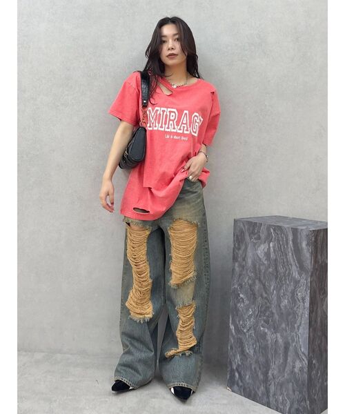 EVRIS（エヴリス）の「ハイダメージワイドデニムパンツ（デニムパンツ・レディース・ブルー/インディゴブルー・MEDIUM/SMALL）」の17枚目の写真