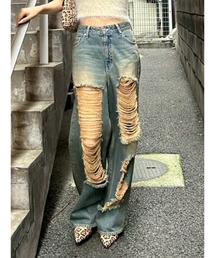 EVRIS | ハイダメージワイドデニムパンツ(デニムパンツ)