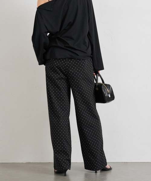 U by SPICK&SPAN(ユーバイスピックアンドスパン)の「《追加2》プリント天竺ストレートパンツ(スウェットパンツ・レディース・ライトグレー/ブラック・36/38)」の6枚目の写真