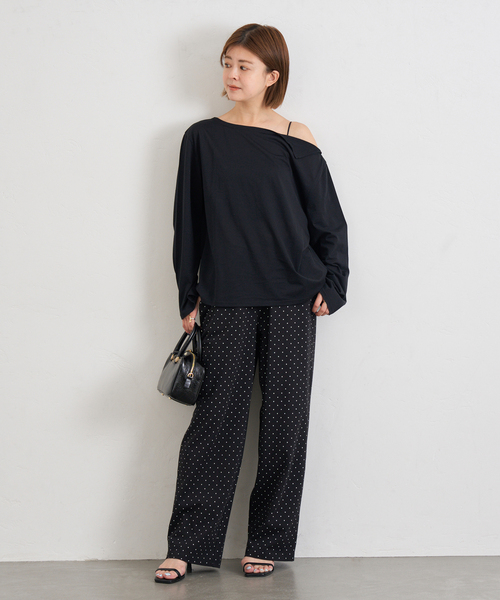 U by SPICK&SPAN(ユーバイスピックアンドスパン)の「《追加2》プリント天竺ストレートパンツ(スウェットパンツ・レディース・ライトグレー/ブラック・36/38)」の7枚目の写真