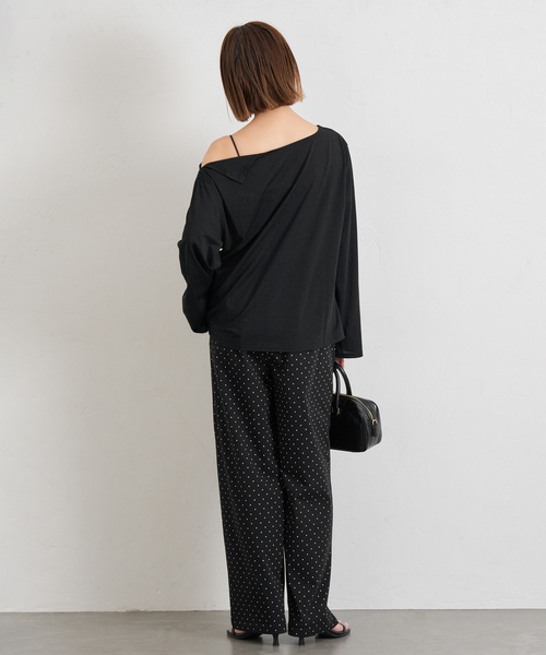 U by SPICK&SPAN(ユーバイスピックアンドスパン)の「《追加2》プリント天竺ストレートパンツ(スウェットパンツ・レディース・ライトグレー/ブラック・36/38)」の8枚目の写真