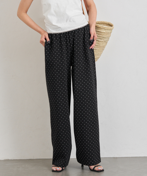 U by SPICK&SPAN(ユーバイスピックアンドスパン)の「《追加2》プリント天竺ストレートパンツ(スウェットパンツ・レディース・ライトグレー/ブラック・36/38)」の9枚目の写真