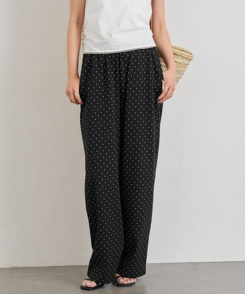 U by SPICK&SPAN(ユーバイスピックアンドスパン)の「《追加2》プリント天竺ストレートパンツ(スウェットパンツ・レディース・ライトグレー/ブラック・36/38)」の10枚目の写真
