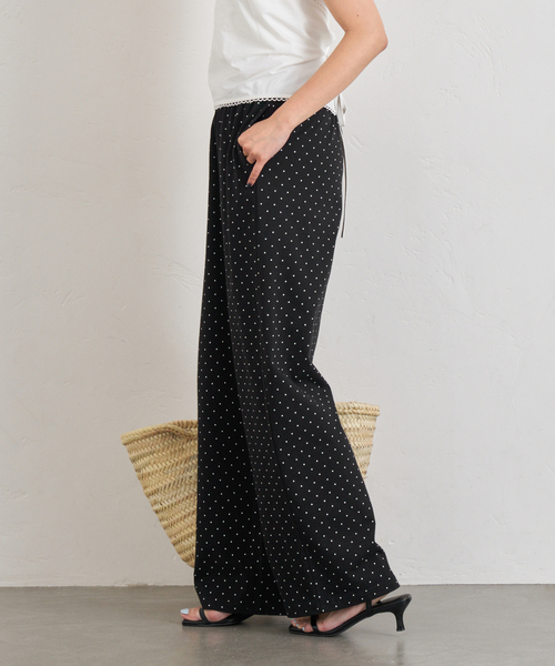 U by SPICK&SPAN(ユーバイスピックアンドスパン)の「《追加2》プリント天竺ストレートパンツ(スウェットパンツ・レディース・ライトグレー/ブラック・36/38)」の11枚目の写真