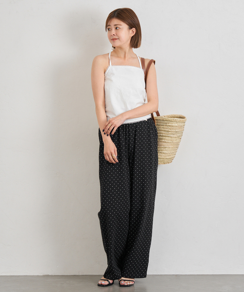 U by SPICK&SPAN(ユーバイスピックアンドスパン)の「《追加2》プリント天竺ストレートパンツ(スウェットパンツ・レディース・ライトグレー/ブラック・36/38)」の13枚目の写真