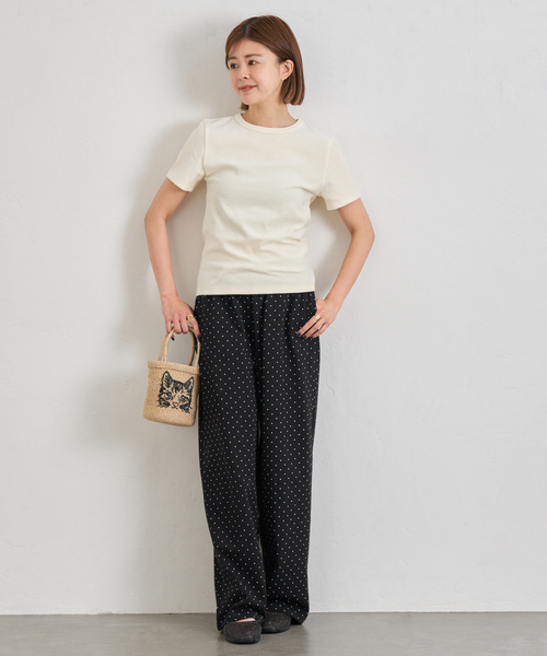 U by SPICK&SPAN(ユーバイスピックアンドスパン)の「《追加2》プリント天竺ストレートパンツ(スウェットパンツ・レディース・ライトグレー/ブラック・36/38)」の16枚目の写真