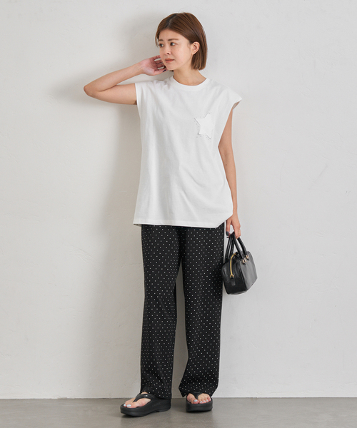 U by SPICK&SPAN(ユーバイスピックアンドスパン)の「《追加2》プリント天竺ストレートパンツ(スウェットパンツ・レディース・ライトグレー/ブラック・36/38)」の18枚目の写真