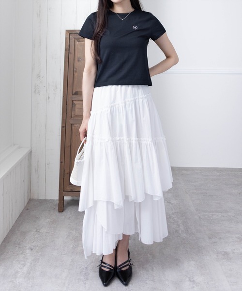 clear（クリア）の「ワンポイント刺繍入りTシャツ[大人 カジュアル 半袖]（Tシャツ/カットソー・レディース・ブラック/オフホワイト・F）」の14枚目の写真