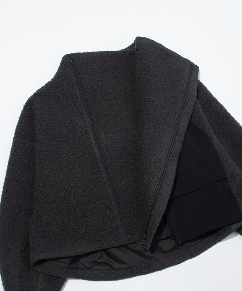 F/CE. （エフシーイー）の「F/CE. NAPPING WOOL ASYMMETRY SHORT JACKET / エフシーイー  ナッピング ウール アシンメトリー ショート ジャケット（ブルゾン・メンズ・チャコール/ブラック・SMALL）」の11枚目の写真
