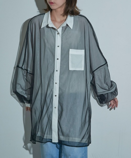 MAISON BREEZE reveur(メゾンブリーズレヴール)の「【MAISON BREEZE reveur】オーバーチュールルーズシャツ trc(シャツ/ブラウス・レディース・ブラック/オフホワイト・FREE)」の11枚目の写真