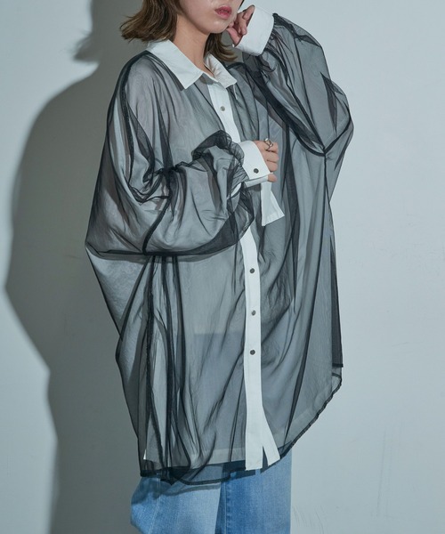 MAISON BREEZE reveur(メゾンブリーズレヴール)の「【MAISON BREEZE reveur】オーバーチュールルーズシャツ trc(シャツ/ブラウス・レディース・ブラック/オフホワイト・FREE)」の12枚目の写真