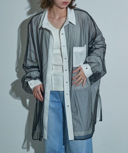 MAISON BREEZE reveur(メゾンブリーズレヴール)の「【MAISON BREEZE reveur】オーバーチュールルーズシャツ trc(シャツ/ブラウス・レディース・ブラック/オフホワイト・FREE)」の10枚目の写真